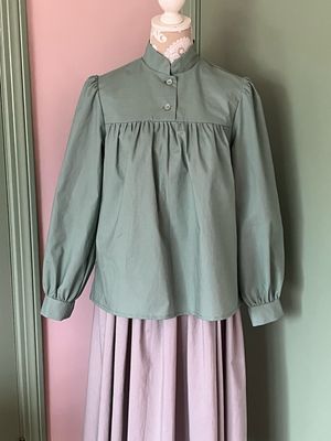 Women's Mandarin Collar Yoked Blouse, Custom Order