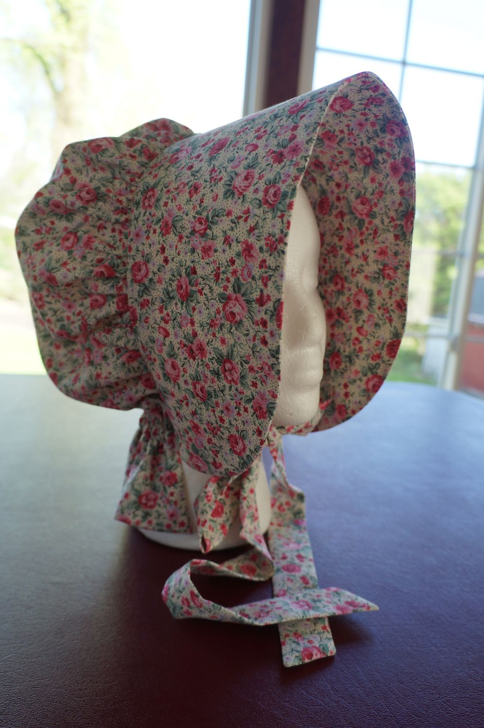 Ready To Ship Women's Size X-Large Cream Floral Bonnet