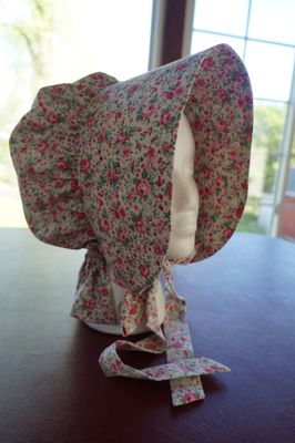 Ready To Ship Women's Size X-Large Cream Floral Bonnet