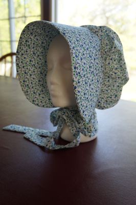 Ready To Ship Women's X-Large Blue and White Floral Bonnet