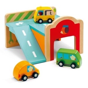 MINIGARAGE EN MADERA CON VEHICULOS