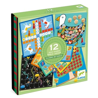 CAJA DE 12 JUEGOS DE MESA CLASICOS