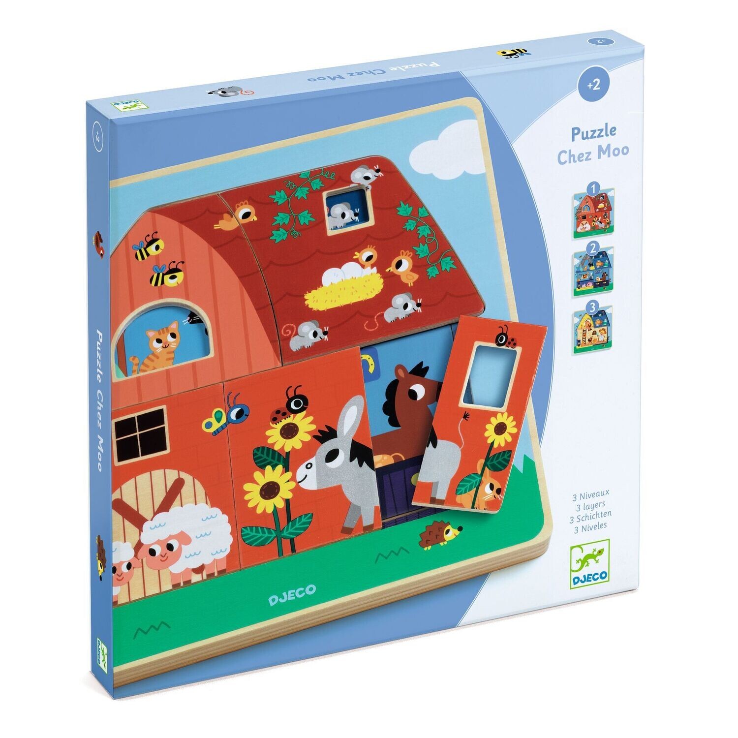 PUZZLE CHEZ MOO 3 NIVELES DE ENCASTRE