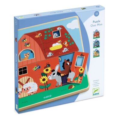 PUZZLE CHEZ MOO 3 NIVELES DE ENCASTRE