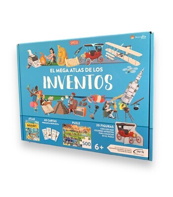 EL MEGA ATLAS DE LOS INVENTOS PUZZLE 500 PIEZAS + LIBRO + CARTAS