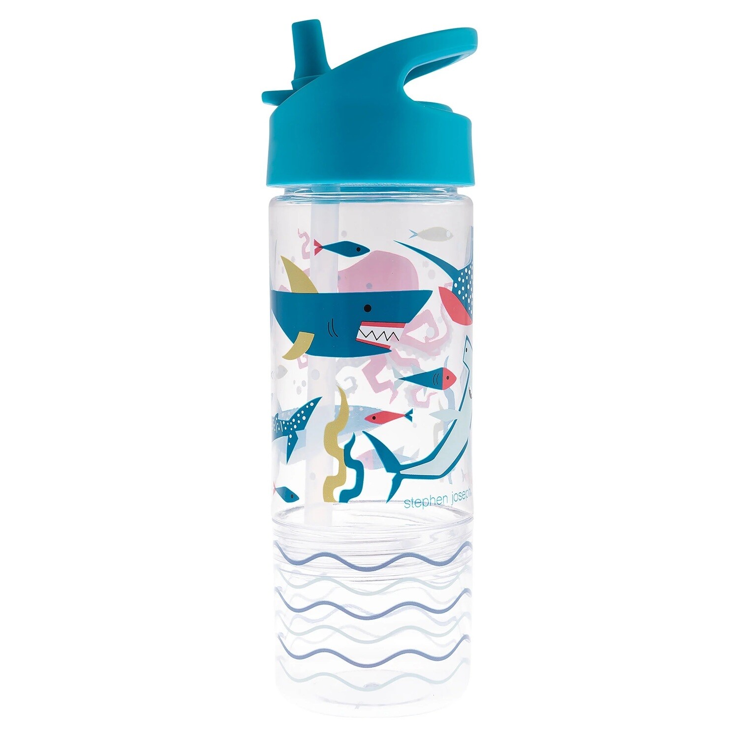 BOTELLA 2 EN 1 CON SORBITO Y VASO DESMONTABLE PARA REFRIGERIOS TIBURON