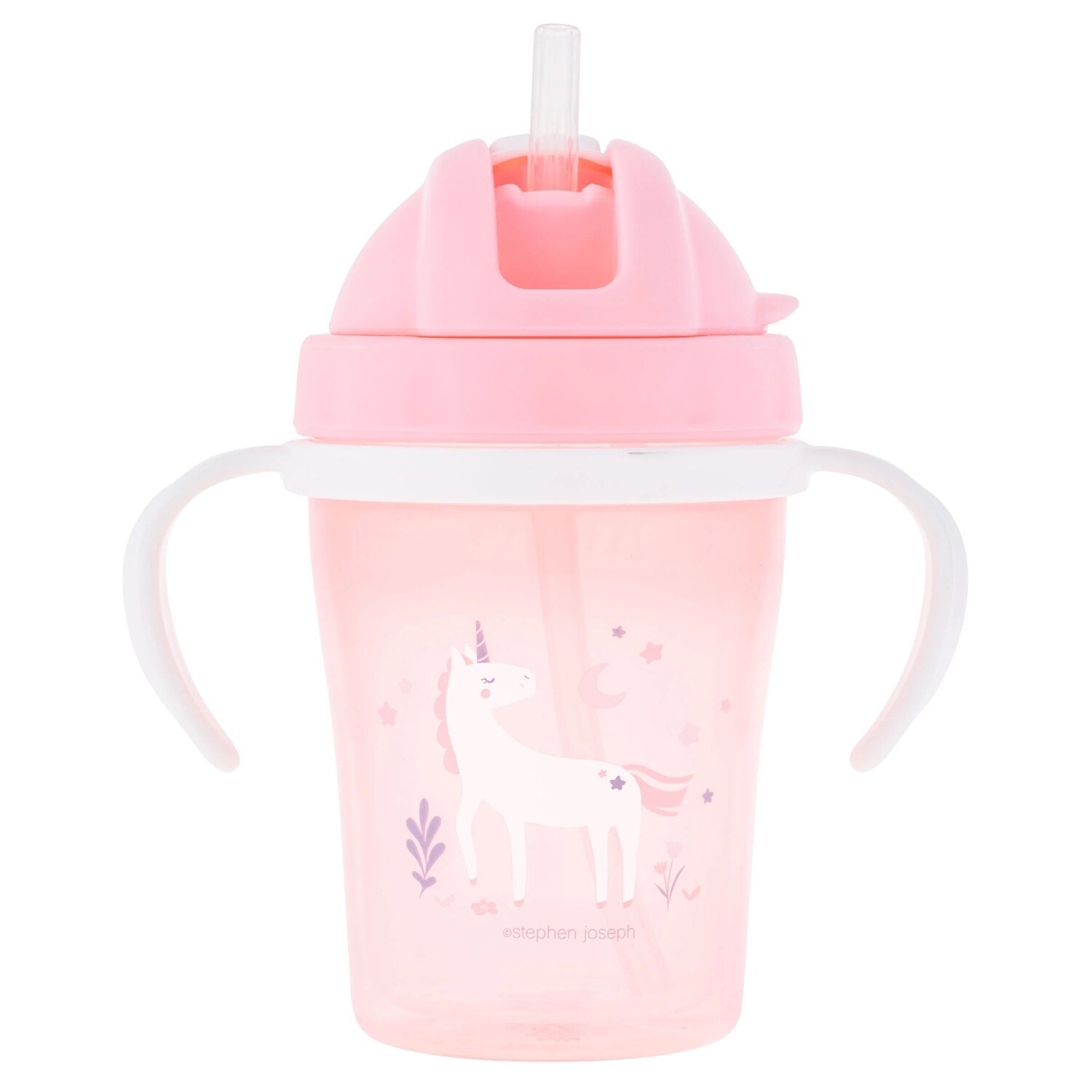 VASO CON SORBITO CON TAPA ABATIBLE UNICORNIO