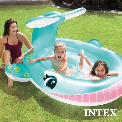 PISCINA BALLENA INFLABLE CON SPRAY INTEX