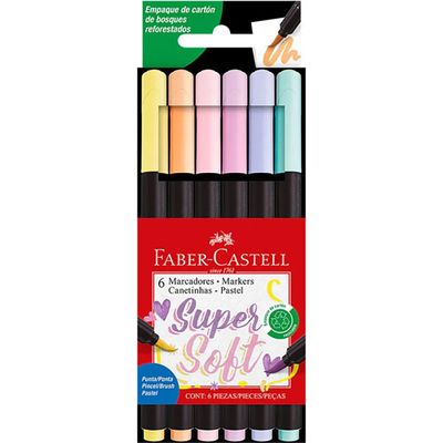 MARCADORES SUPER SOFT PUNTA PINCEL 6 UNIDADES TONOS PASTEL