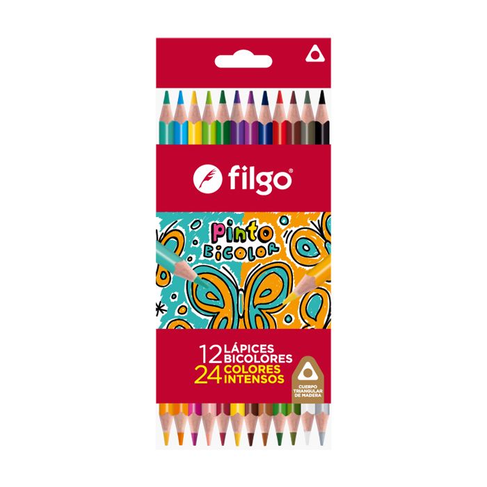 LAPICES DE COLOR DOBLE PUNTA 12 U 24 COLORES
