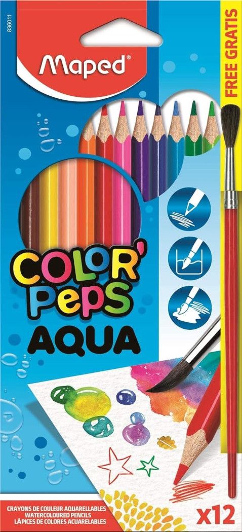 COLOR PEPS AQUA COLORES ACUARELABLES 12 UNIDADES MAPED