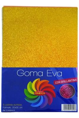 PACK GOMA EVA DE COLORES CON BRILLANTINA X5