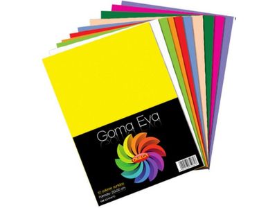 PACK GOMA EVA DE COLORES X10