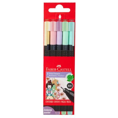 MARCADORES PUNTA FINA FABER CASTELL COLOR PASTEL 5 UNIDADES