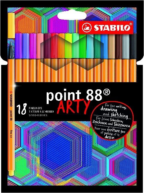 PACK DE 18 ROTULADORES STABILO POINT 88 ARTY COLORES CLASICOS