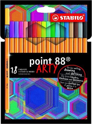 PACK DE 18 ROTULADORES STABILO POINT 88 ARTY COLORES CLASICOS