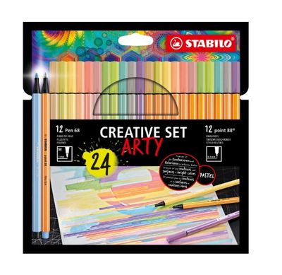 PACK STABILO CREATIVE SET ARTY 12 PEN 68 + 12 POINT 88