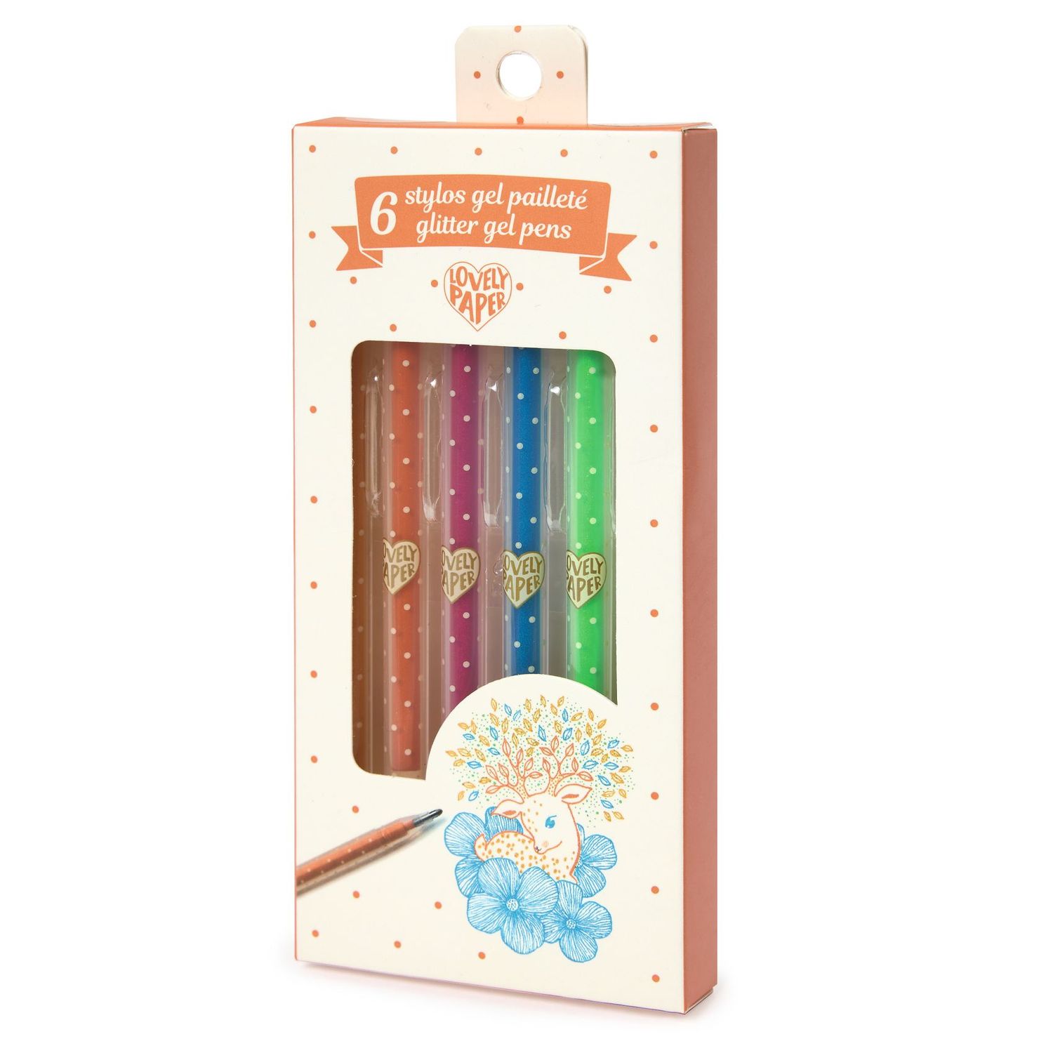 SET DE 6 LAPICERAS DE GEL CON GLITTER