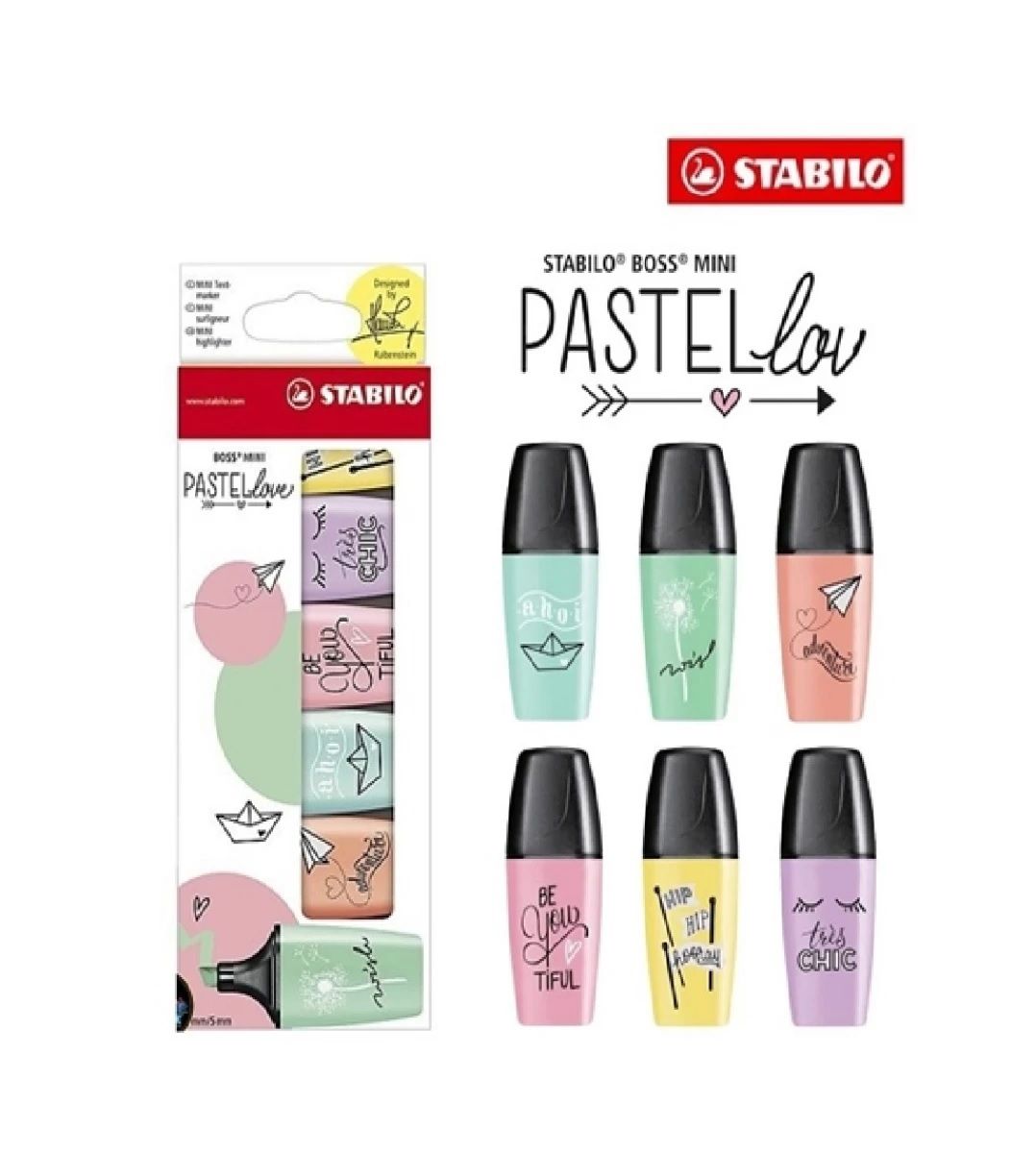 PACK DE 6 MINI RESALTADORES STABILO COLORES PASTELES