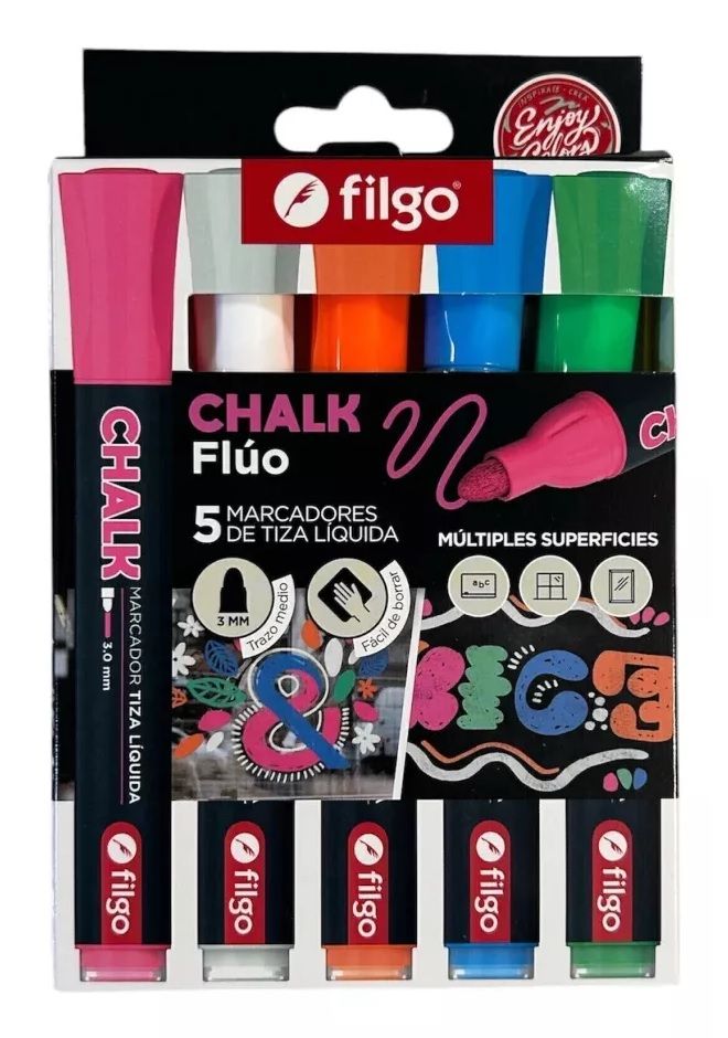MARCADOR DE TIZA LIQUIDA FLUO 5 UNIDADES