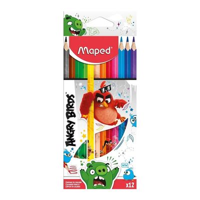 PACK DE 12 LAPICES D COLORES CON DISEÑO ANGRY BIRDS