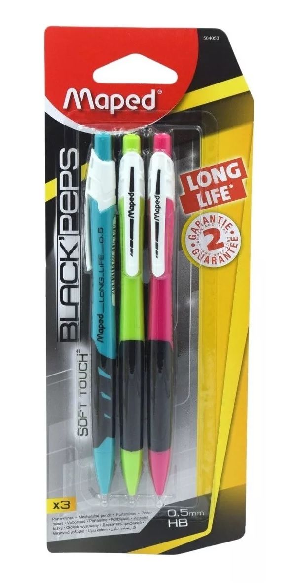 PACK DE 3 LAPICES MECANICOS BLACK PENS LONG LIFE
