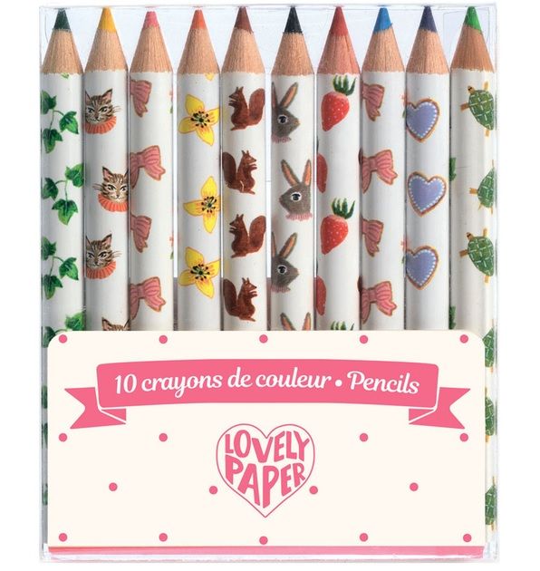 PACK DE 10 MINI LAPICES DE COLORES CON DISEÑOS