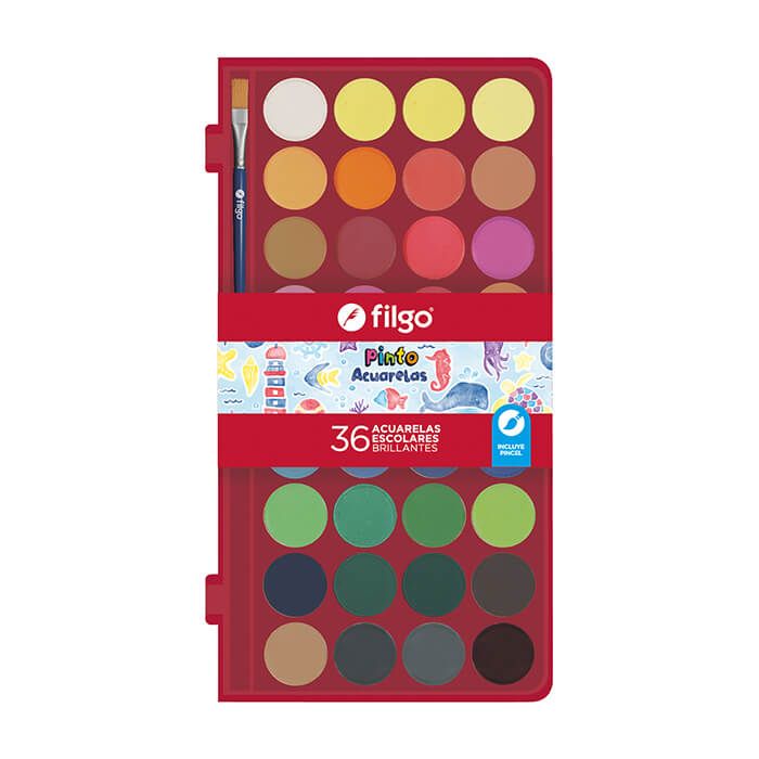 FILGO ACUARELAS X36 ESTUCHE PLASTICO