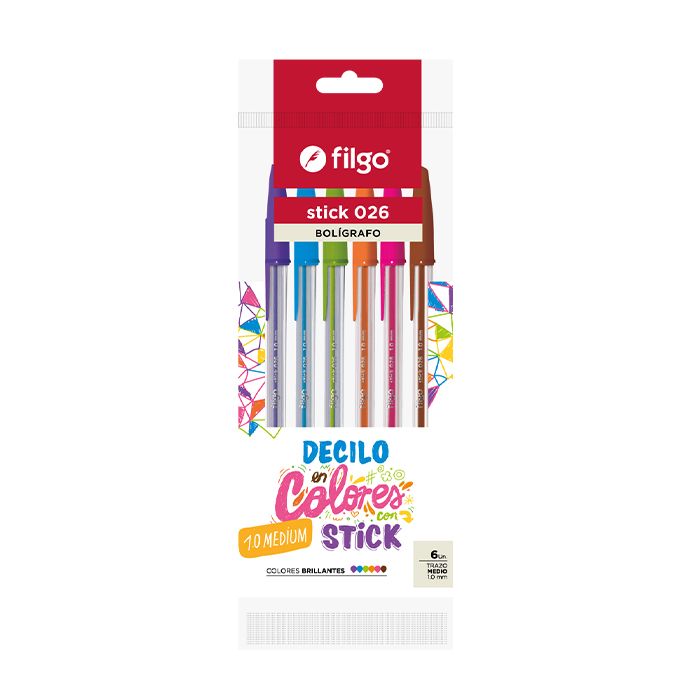 LAPICERAS PACK FLOW BRILLANTES POR 6 UNIDADES