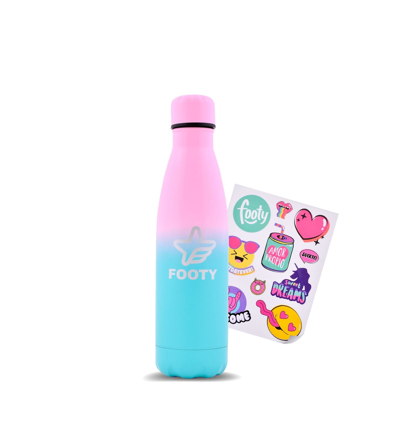 BOTELLA TERMICA FOOTY 500 ML EN DEGRADE ROSA