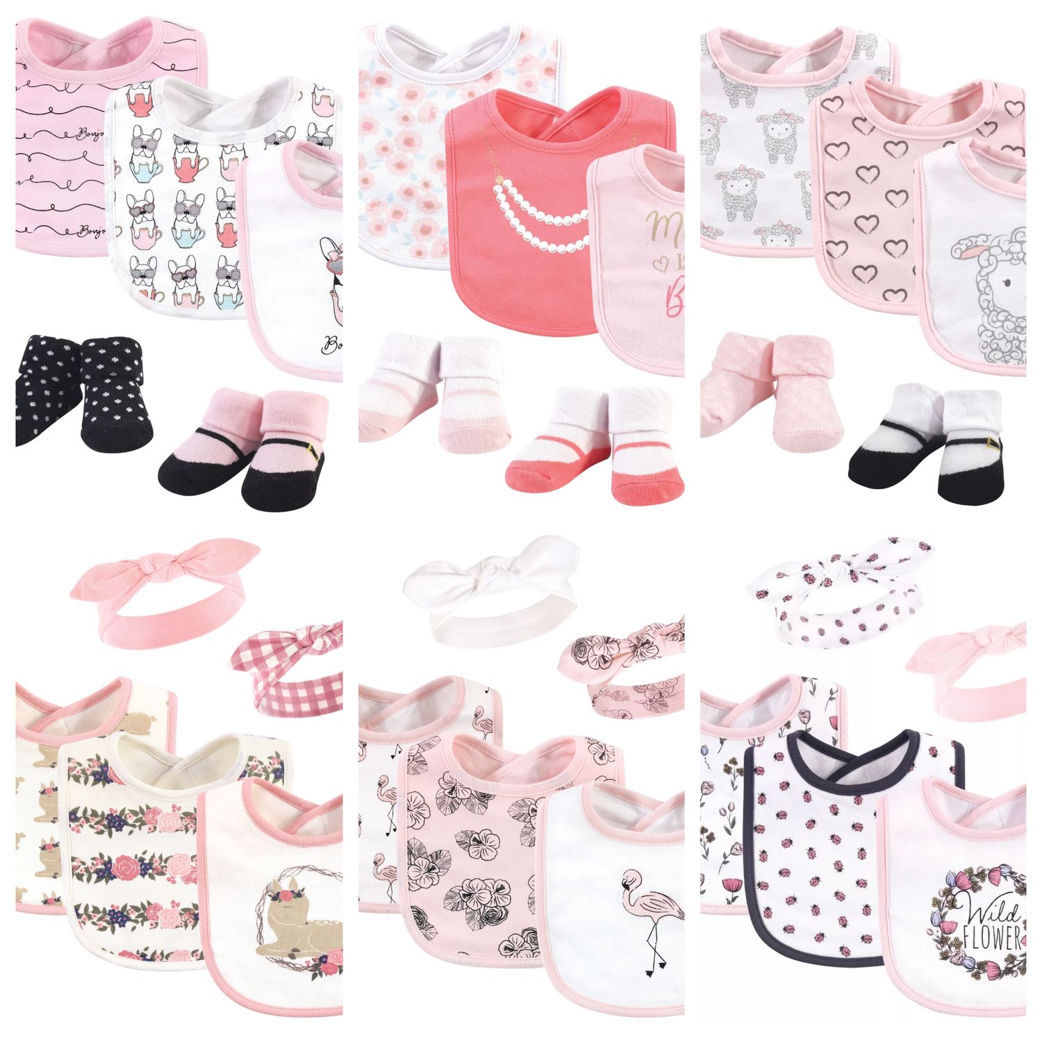 SET DE BABEROS CON VINCHAS/MEDIAS PARA BEBE