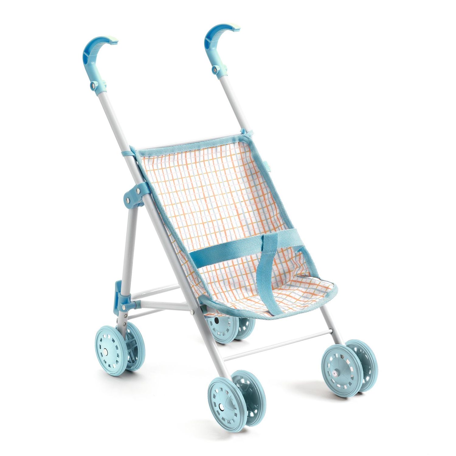 COCHE PARA BEBOTE POMEA CELESTE A RAYAS