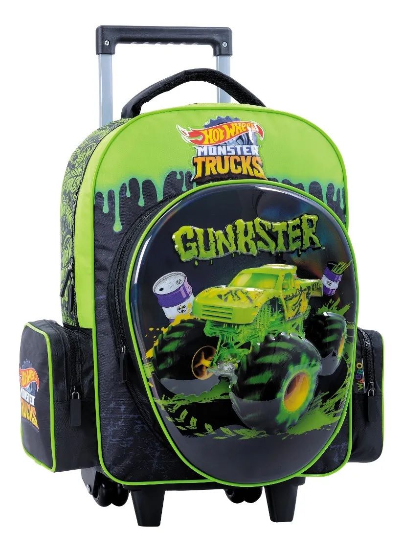 MOCHILA ESCOLAR CON CARRO DISEÑO HOT WHEELS