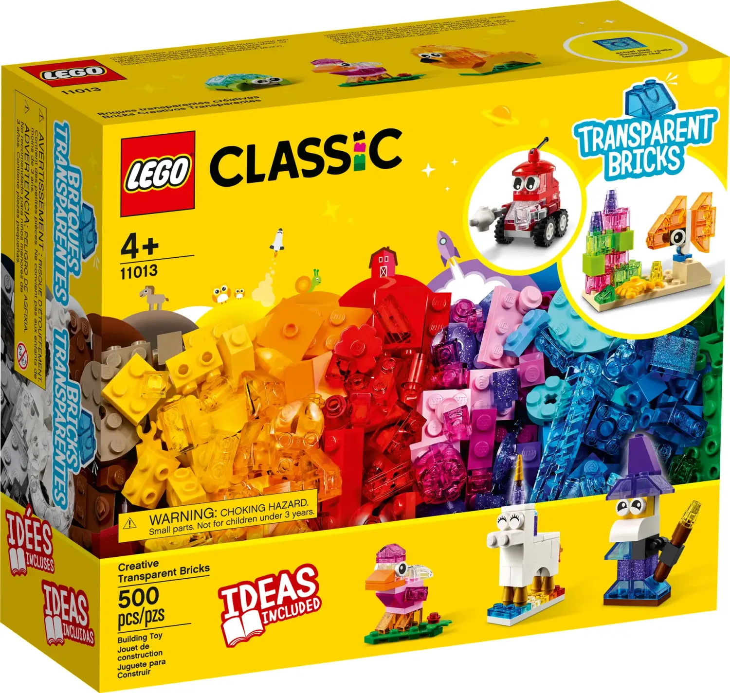 LEGO BRICKS CREATIVOS TRANSPARENTES 500 PIEZAS