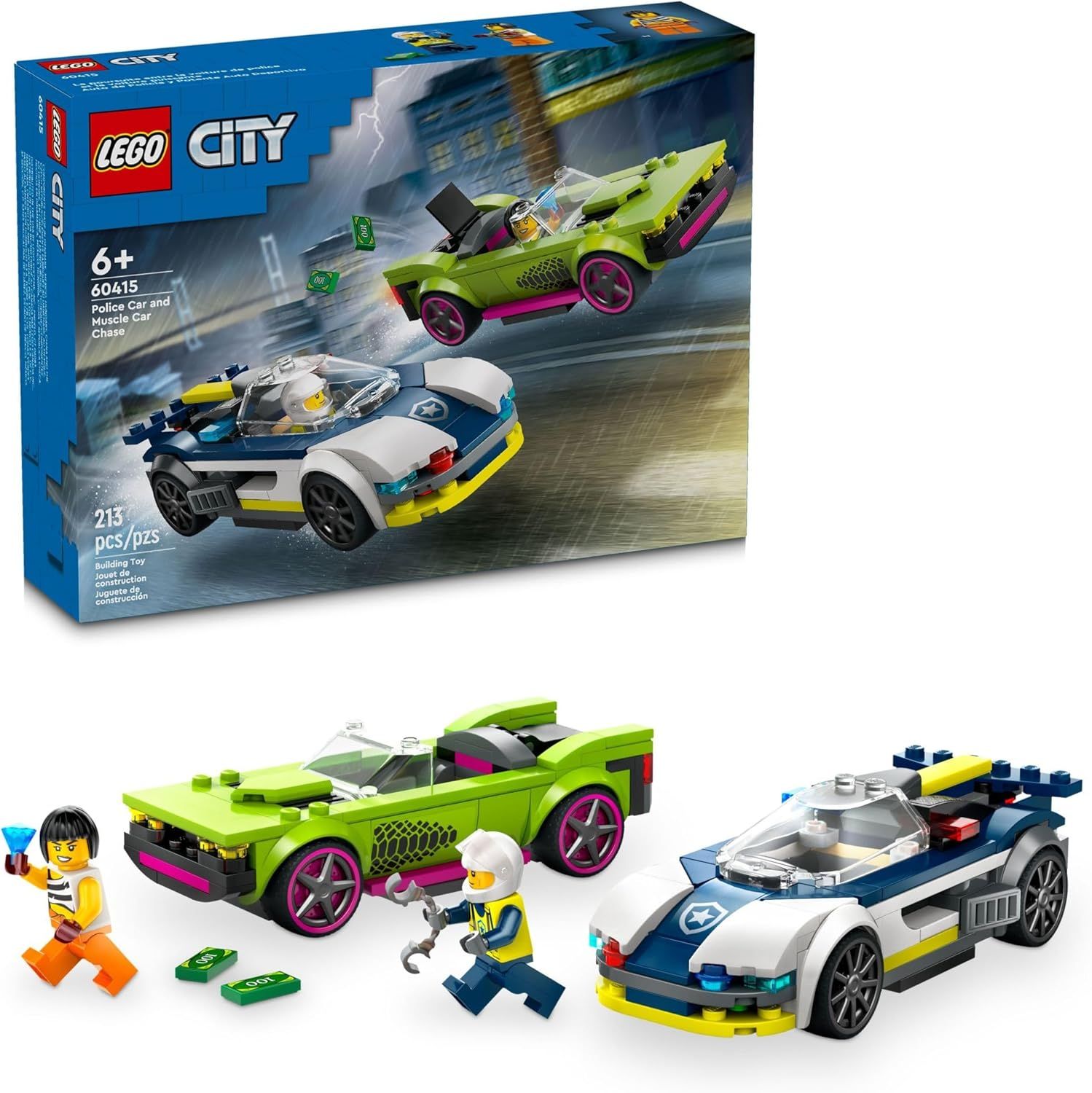 LEGO COCHE DE POLICIA Y POTENTE DEPORTIVO 213 PIEZAS