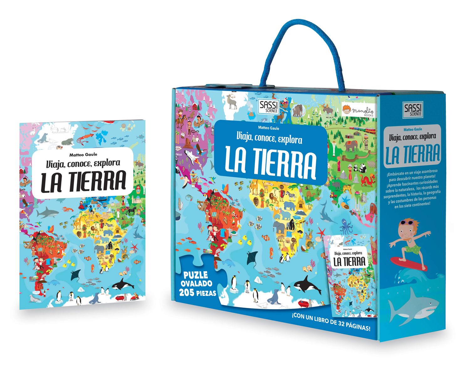 VIAJA CONOCE EXPLORA LA TIERRA LIBRO Y PUZZLE 205 PIEZAS