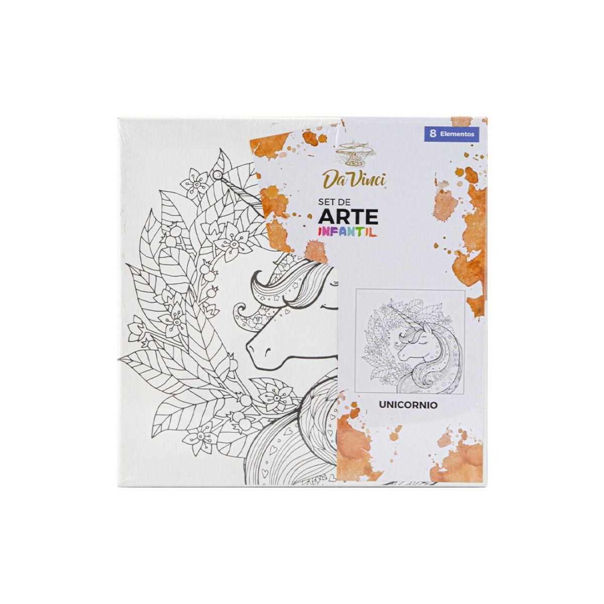 SET DE ARTE BASTIDOR CON 6 PINTURAS ACRILICAS DA VINCI UNICORNIO Y SIRENA