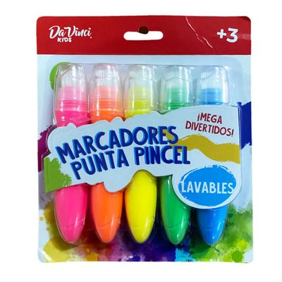 TEMPERA EN MARCADOR PUNTA PINCEL 5 UNIDADES