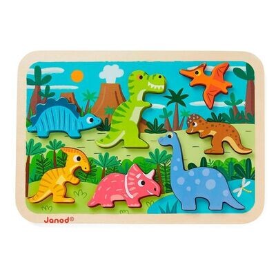 CHUNKY PUZZLE DE ENCASTRE EN MADERA DINOSAURIOS