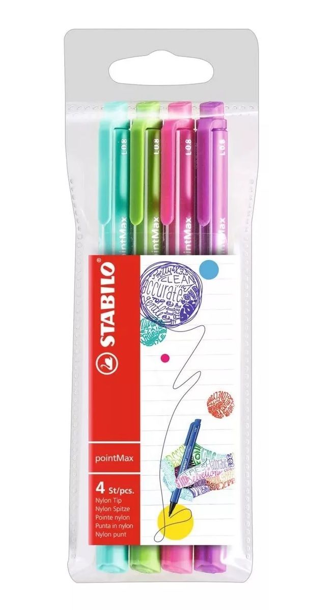 MARCADOR STABILO POINTMAX 0.8MM 4 UNIDADES