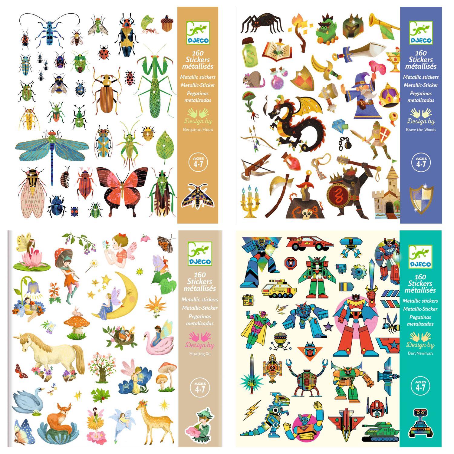 160 STICKERS METALIZADOS