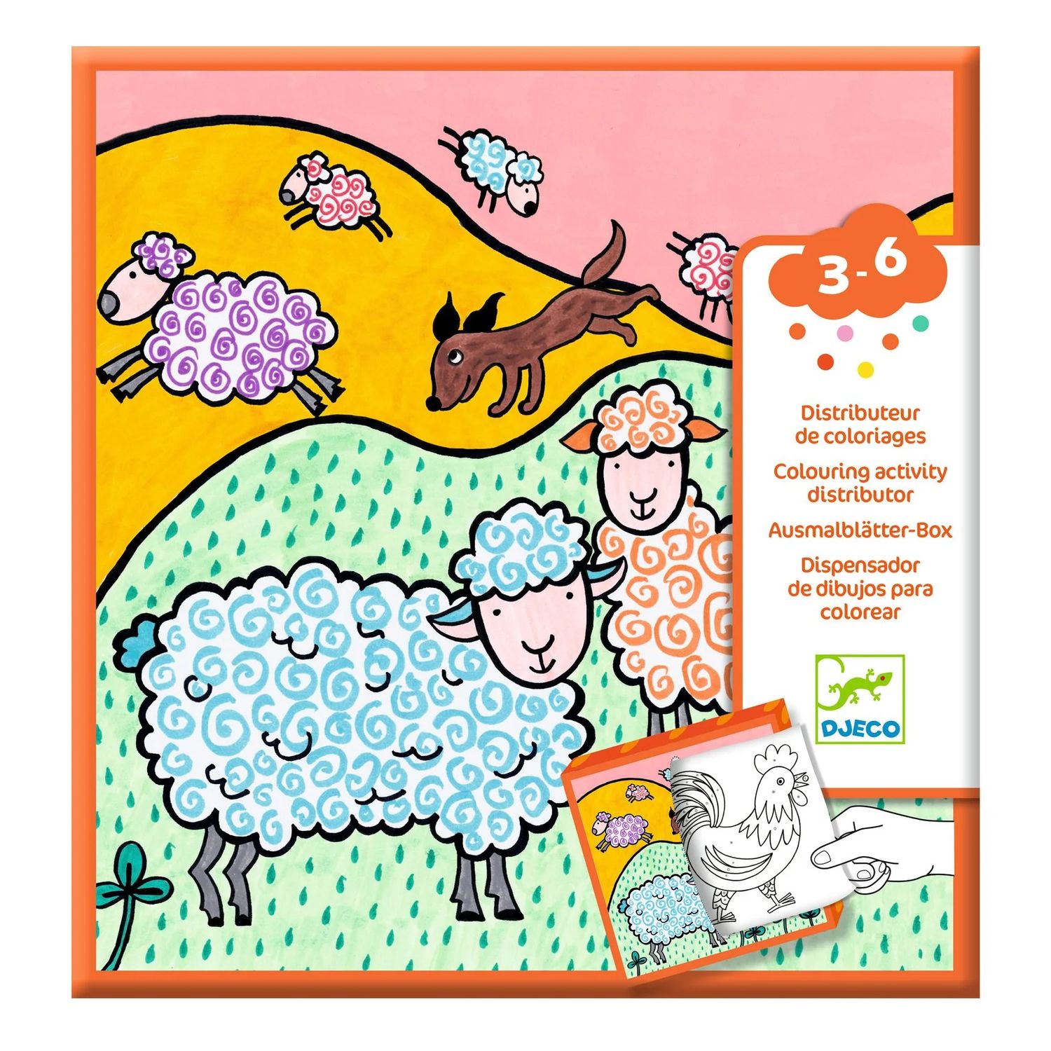 DISPENSADOR DE DIBUJOS PARA COLOREAR GRANJA