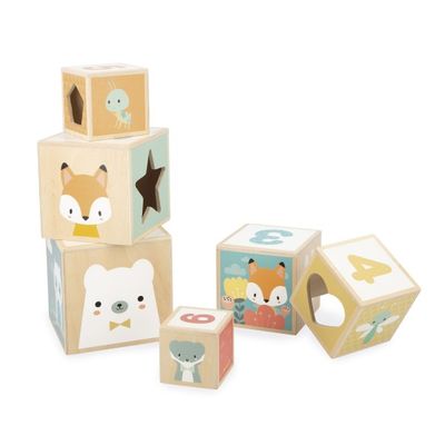 PIRAMIDE APILABLE DE CUBOS EN MADERA PURE