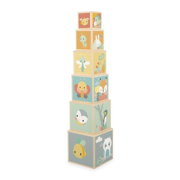 PIRAMIDE APILABLE DE CUBOS EN MADERA PURE