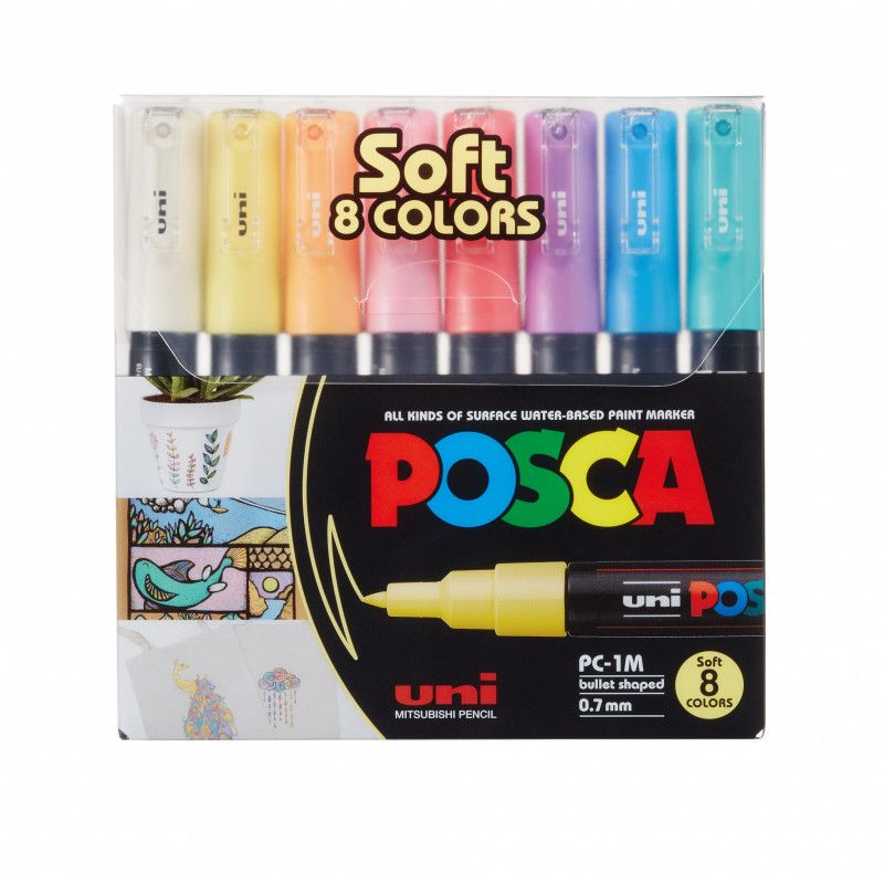 SET DE MARCADORES POSCA PC 1M 0.7 TONOS PASTELES 8 UNIDADES
