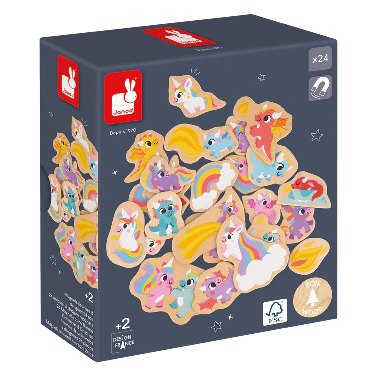 IMANES 24 PIEZAS UNICORNIOS Y DRAGONES