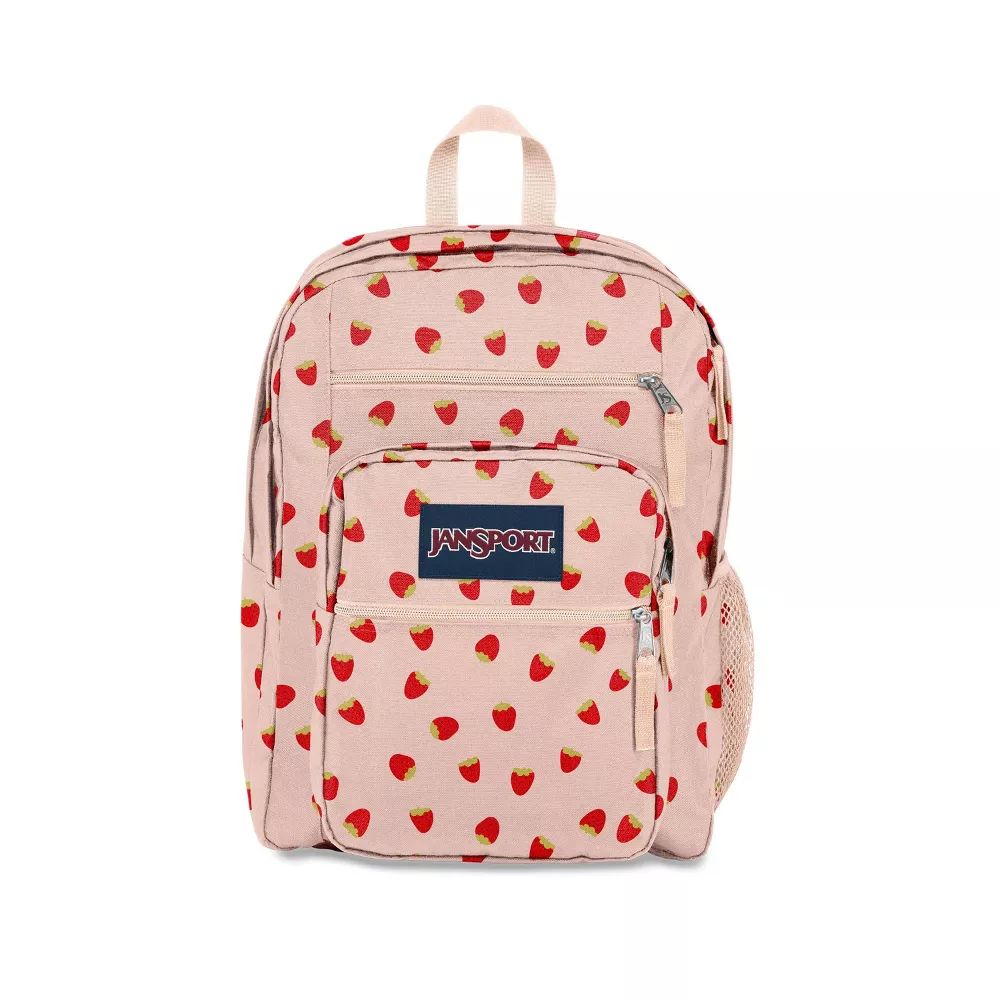 MOCHILA JANSPORT BIG STUDENT ROSA CON FRUTILLAS 34LT