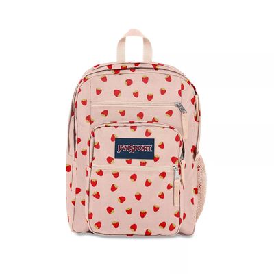 MOCHILA JANSPORT BIG STUDENT ROSA CON FRUTILLAS 34LT