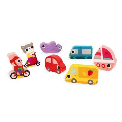 PUZZLE MADERA VEHICULOS 7 PIEZAS