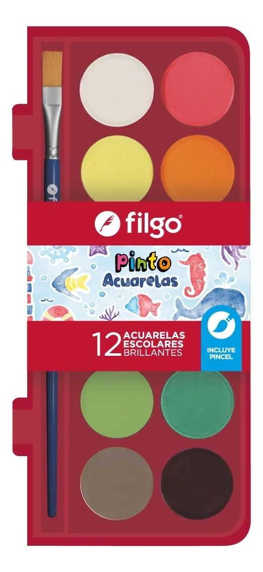ACUARELAS FILGO ESTUCHE PLASTICO VARIOS